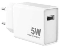 Sinox 230 V USB-A įkroviklis 5 W. Baltas