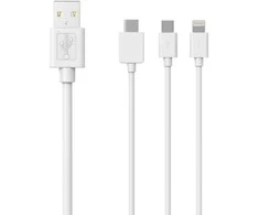 Sinox Beslag Sinox SOE04960, 1 m, USB A, USB C/Micro-USB B/Lightning, USB 2.0, Balta