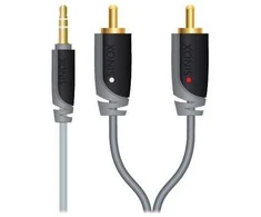 Sinox Beslag „Sinox“ 3,5 mm mini lizdo - Phono kabelis. 10 m. Pilkas/juodas, 3,5 mm, kištukas, 2 x RCA kištukas, 10 m, pilkas
