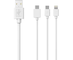 Sinox Beslag Sinox USB 3 in 1 kabelis su Lightning, USB C ir Micro USB. 1 m. Baltas (SOE04960)
