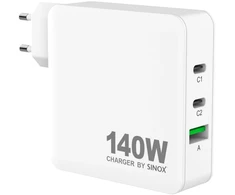 Sinox Beslag Sinox PRO 230V įkroviklis 140 W 2x USB-C 1x USB-A, baltas