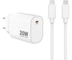 Sinox Beslag Sinox PRO sieninis įkroviklis USB-C PD 20 W su USB-C kabeliu. Baltas, vidaus, AC, 2 m, baltas