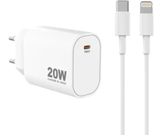 Sinox Beslag Sinox PRO sieninis įkroviklis USB-C PD 20W su Lightning kabeliu. Baltas, vidaus, AC, 2 m, baltas