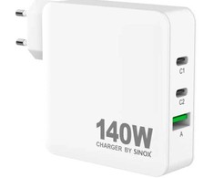 Sinox Beslag Sinox PRO 230V įkroviklis 140 W 2x USB-C 1x USB-A, baltas