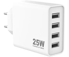 Sinox Beslag Sinox sieninis įkroviklis 4xUSB-A 25W. Balta, patalpų, USB, 5 V, balta