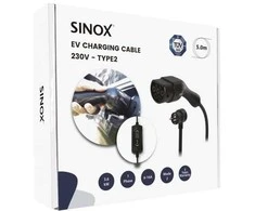 Sinox Elektromobilių įkrovimo kabelis, 2 režimas, 6–16 A, 1 fazė, 5 m, juodas