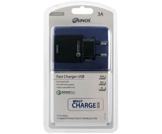 Sinox iMedia QC3.0 230V USB A įkroviklis. 3,0A. Juoda