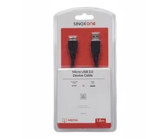 Sinox Vienas USB A - Micro USB 3.0 kabelis. 1,8 m. Juoda