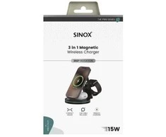 Sinox PRO 3 viename belaidis 15 W įkrovimo stovas. Juodas