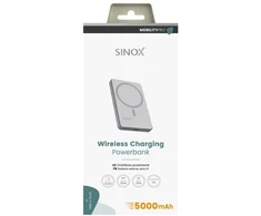 Sinox PRO belaidis išorinis akumuliatorius, 5000 mAh. Pilkas.