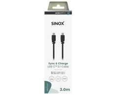 Sinox PRO USB C 3.1 kabelis. 3 m. Juodas