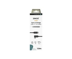 Sinox PRO USB C 3.2 Gen 2 kampuotas kabelis. 1m. Juoda
