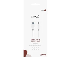 Sinox USB 3.0 laidas. 2 m. Balta