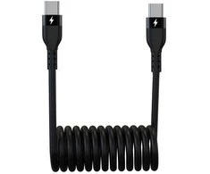 Sinox USB C spiralinis kabelis. 1 m. Juoda