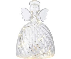 Sirius Home Bangos angelas, aukštis 13+25 cm, skaidrus, šviesos dekoratyvinė figūrėlė, permatomas, 8 lemputės, baterija, AAA, 130 mm