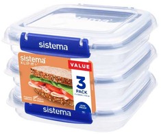 Sistema Sistema - Square Klip it Plus 3 pack 520ml