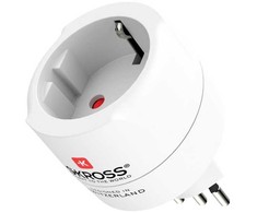„Skross Europe“ į Šveicariją, Italiją ir Braziliją, C tipas (europinis kištukas), universalus, 100–250 V, 10 A, baltas, 2500 W