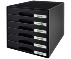 Leitz Esselte-Leitz LEITZ Schubladenbox Plus, 6 Schübe, juodas für Format DIN A4 Maxi, Schubladen mit Auszugsstopp, - 1 vnt. (5212-00-95)