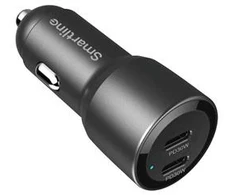 Dėklas SMARTLINE Car charger 2xUSB-C PD 12V juodas