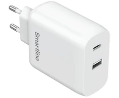Dėklas SMARTLINE Sieninis įkroviklis USB-C/USB-A PD 65W/QC 12W baltas