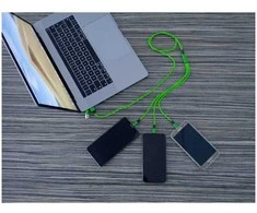 USB kabelis USB-A + USB-C - USB-C 1.2 m Žalias (SMRTER_HYDRA_ULT_GN)