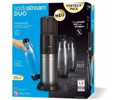 SodaStream DUO, Juodas, Nerūdijantis plienas, Glass, 1 L, 60 L, 155 mm, 280 mm