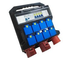 Solar Plus Statybvietės skirstomoji spinta 16A 1x16A 5 polių CEE įvadas, 1x16A 5 polių CEE kištukas, 1x16A CEE kištukas su saugikliu, 8x13A 230V kištukas su įžeminimu