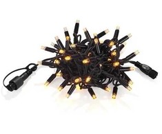 Solar Plus „Chrissline Pro“ LED gintaro spalvos šviesų girlianda, 5,3 metro ilgio su 50 lempučių, 0,1 metro ilgio prailginimo laidas. Paleidimo laidą reikia įsigyti atskirai.