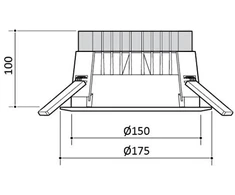 Solar Plus „Inverso G2 Ø150“ lauko šviestuvas, 9 W, 1000 lm, 3000 K, Ra80, DALI, baltas, IP44 iš apačios, Ø x aukštis 175 x 100 mm, skylės dydis 150 mm