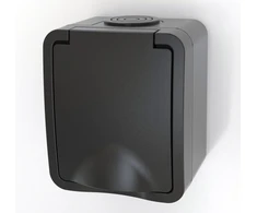 Solar Plus Lizdas su viengubu schuko 16A IP54 juodas