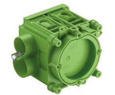 SPELSBERG Euro tipo įleidžiamoji dėžutė 50 mm HM-UNI magnetiniam spaustukui. 71 x 71 x 68 mm, skersmuo 60 mm Ø, su padidinta jungties erdve. M20/M25