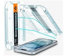 Apsauginis stiklas Spigen GLAS.TR „EZ FIT” 2-PACK Apple iPhone 15 PLUS CLEAR