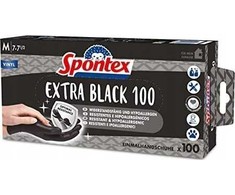 Spontex vienkartinės pirštinės Extra Juodas 100 vnt. su vinilu, M gr.