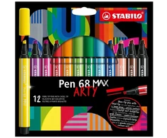 STABILO Pen 68 MAX, 12 colours, rusvai gelsvas, Juodas, Mėlyna, Brown, Žalias, Light Mėlyna, Light Žalias, Oranžinis, Rožinė, Violetinė, Raudona, Violet, Geltona, 5 mm, 1 mm, Multicolour, Round
