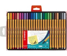 Stabilo „Point 88 Fineliner“ 0,4 mm – dėžutėje su 25 vnt.