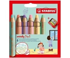 Stabilo STABILO medinis 3 viename, Įvairių spalvų, 6 vnt.