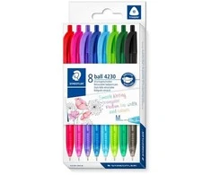 Staedtler Ball 4230, Segtukas, Užsegamas ištraukiamas tušinukas, Daugkartinis, Įvairių spalvų, 8 vnt., Vidutinis