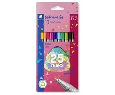 Staedtler Fineliner triplus 8 + 2 Celebration-Set Grubość linii: 0,3 mm trójkątny DRY SAFE sortowane w żółtym - 1 vnt. (334 BK10TA)