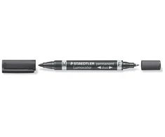 Staedtler Lumocolor Duo, juoda, plonas/apvalus antgalis, juoda, 1.5 mm, universali, 1 vnt.