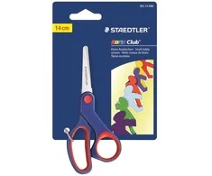 Staedtler Noris Club 965, Viengubos, Mėlynos, Raudonos, Nerūdijančio plieno, Meno ir amatų žirklės, Abiem rankoms, Pusiau pasvirusi rankena