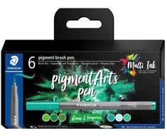 Staedtler STAEDTLER MultiInk Pigment Arts brush pen 6er-Set grün&amp;türki retail