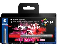 Staedtler MultiInk Pigment Arts brush pen komplektas 6 reds&amp;pinks retail