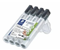 Baltos lentos žymeklis STAEDTLER Lumocolor® 351, juodas, apvalus, 2 mm - dėžutėje 4 vnt.