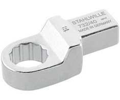 STAHLWILLE 732/40 serijos apvalus įterpiamas žiedinis veržliaraktis, 19 mm, 14 x 18 mm įdėklas, chromuotas paviršius