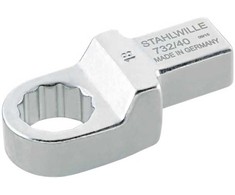 STAHLWILLE 732/40 serijos apvalus įterpiamas žiedinis veržliaraktis, 19 mm, 14 x 18 mm įdėklas, chromuotas paviršius