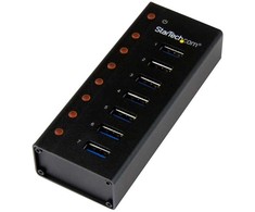 StarTech.com 7 prievadų USB 3.0 šakotuvas – stalinis arba prie sienos tvirtinamas metalinis korpusas~7 prievadų USB 3.0 šakotuvas (5 Gbps) – stalinis arba prie sienos tvirtinamas metalinis korpusas, USB 3.2 Gen 1 (3.1 Gen 1) B tipo, USB 3.2 Gen 1 (3.1 Gen 1) A tipo, 5000 Mbit/s, juodas, aliuminis, maitinimas