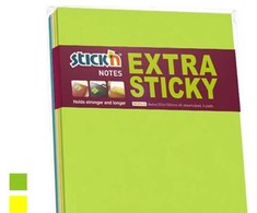 Stickn Notes Stick'N ekstra sticky 203x150mm 45 blade ass. 4blk/pak