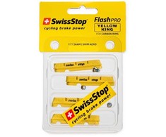 SWISSSTOP ratlankio stabdžių kaladėlių įdėklai: „FlashPro Geltona King Carbon“, skirti ratlankiams, skirti SRAM/Shimano ir „Campagnolo“ su tvirtinimo varžtu, plento stabdžiai, birūs: ne.