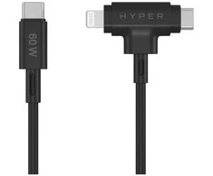 Targus Hyper | HyperJuice Silicone USB-C to USB-C and Lightning Hybrid 60W Cable