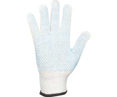 Medvilniniai/poliesterio/PVC tekstilės pirštinės ABENA 11 baltos